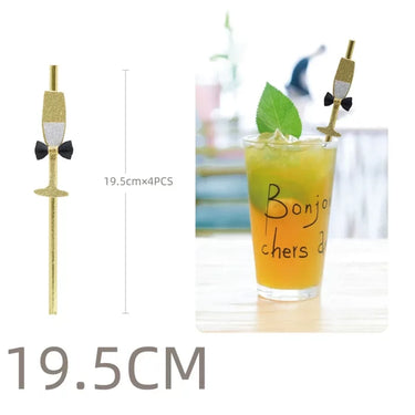 Palhinha com Tema Taças de Champanhe - 4pcs